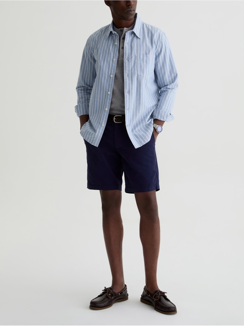Ag Adriano Goldschmied Men's Navy Flat Front Wanderer Chino Shorts — Size 36